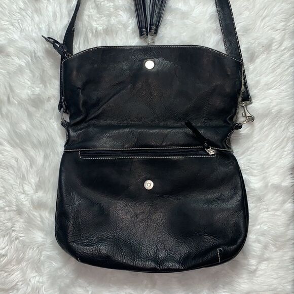 La Curtiembre Black Leather Cowhide Satchel Shoulder Crossbody Bag - Picture 6 of 11